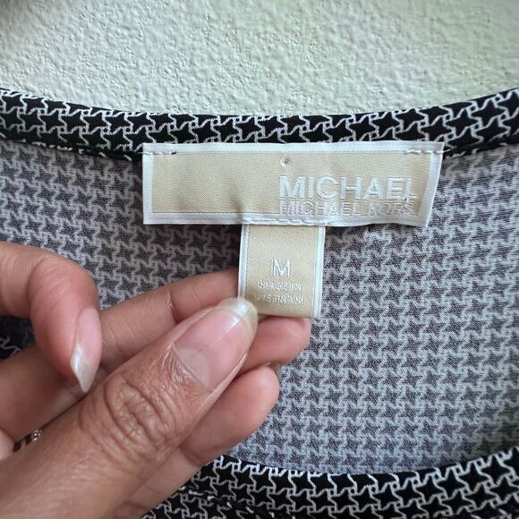 Black and White Michael Kors Women's Geometric Pleated Hem  Gatsby Party Dress M - Picture 3 of 7